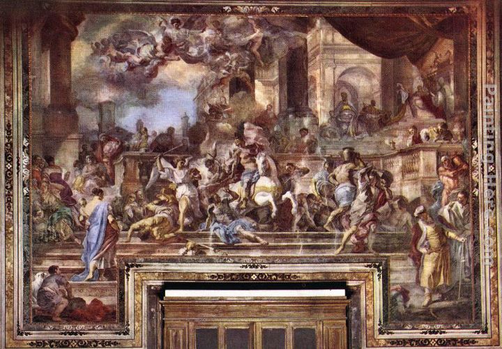 Expxulsion of Heliodorus from the Temple painting - Francesco Solimena Expxulsion of Heliodorus from the Temple art painting